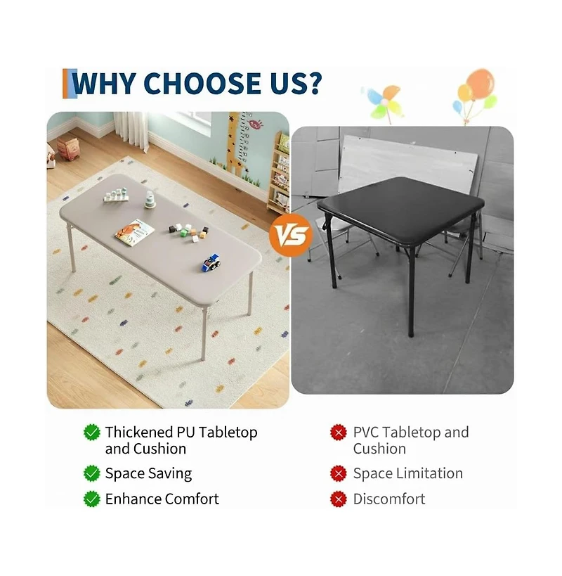 homfan 5-Piece Kids Table and Chair Set - Lightweight Compact Children s Furniture Pu Leather Waterproof Easy Clean Safe Rounded Design