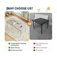 homfan 5-Piece Kids Table and Chair Set - Lightweight Compact Children s Furniture Pu Leather Waterproof Easy Clean Safe Rounded Design