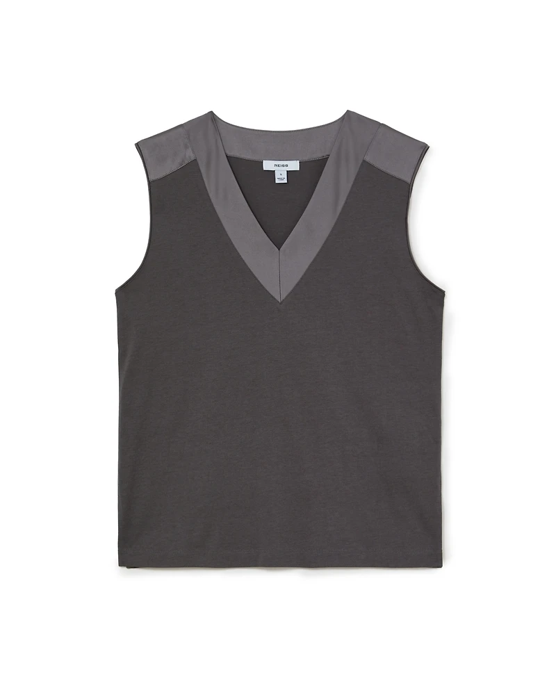 Reiss Women's Silk-Trim Sleeveless Top