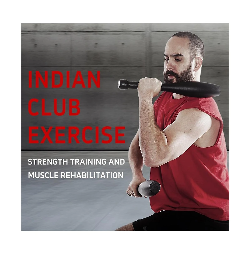 Sevorley Iron Indian Club Exercise Bat for Strength Training, Mobility Work and Muscle Rehabilitation