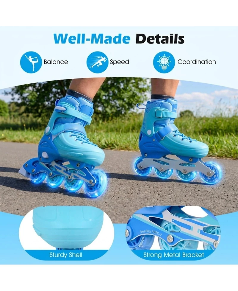 Sugift 4-Size Adjustable Light-Up Kids Inline Skates