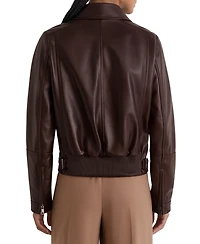 Reiss Petite Sorina Leather Moto Zip-Through Jacket