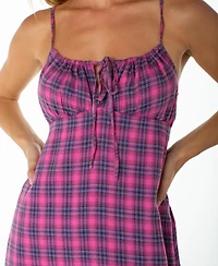 Roxy Women's Late Night Plaid Spaghetti Strap Midi Sundress