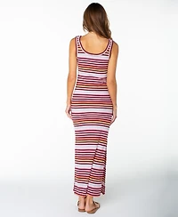 Roxy Women's Balboa Striped Fitted Scoop-Neck Maxi Dress