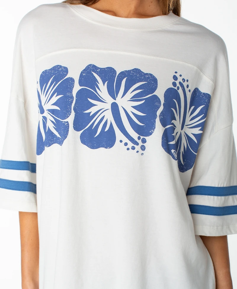 Roxy Women's Game Day Tee Oversized Graphic Floral T-Shirt