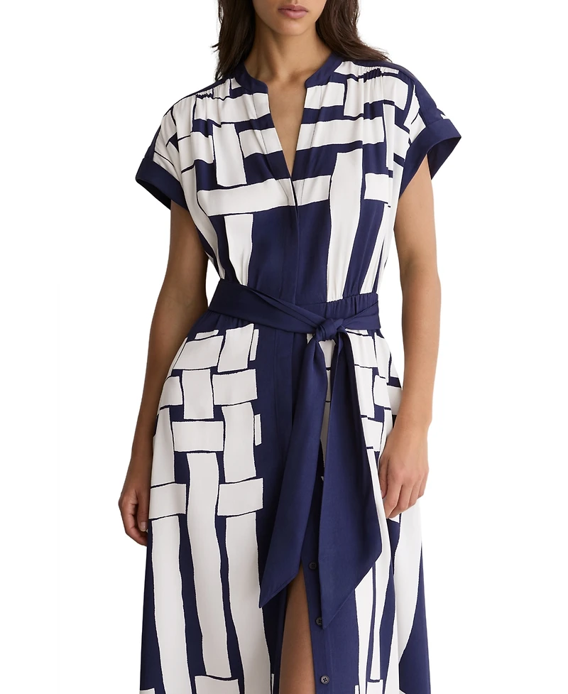 Reiss Women's Samira Scarf-Print A-Line Belted Midi Dress