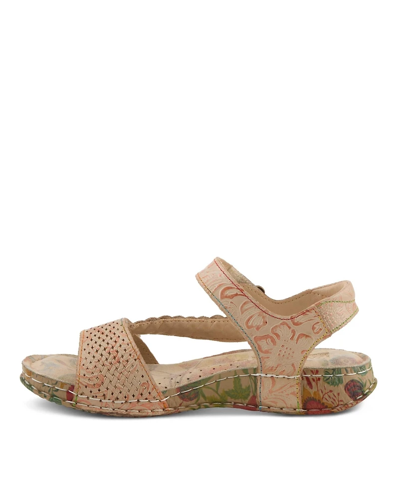 L'Artiste Women's Popular Quarter Strap Sandal with Leather Upper