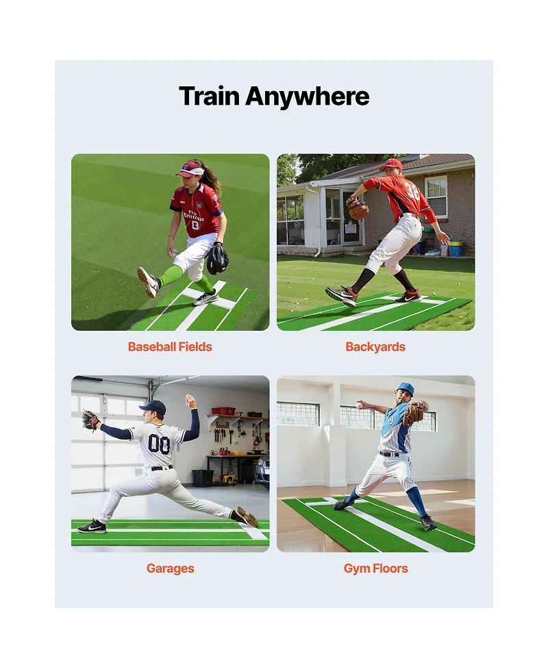 Sugift Softball Pitching Mat with Inlaid Pitching Rubber Antifade Turf for Indoor Outdoor Practice