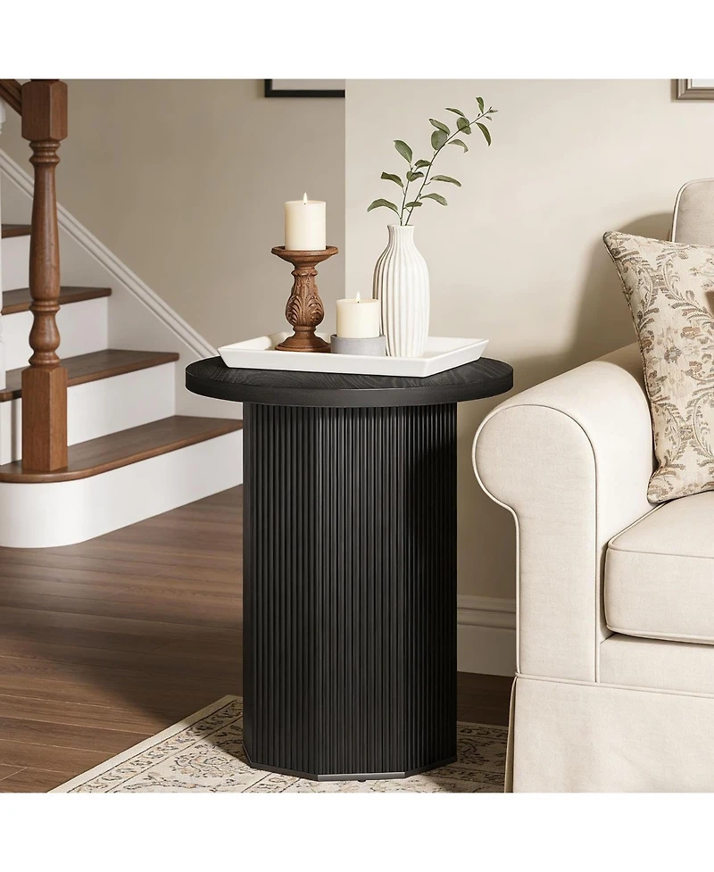 Tribesigns Round Pedestal End Table with Fluted Base