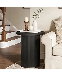 Tribesigns Round Pedestal End Table with Fluted Base