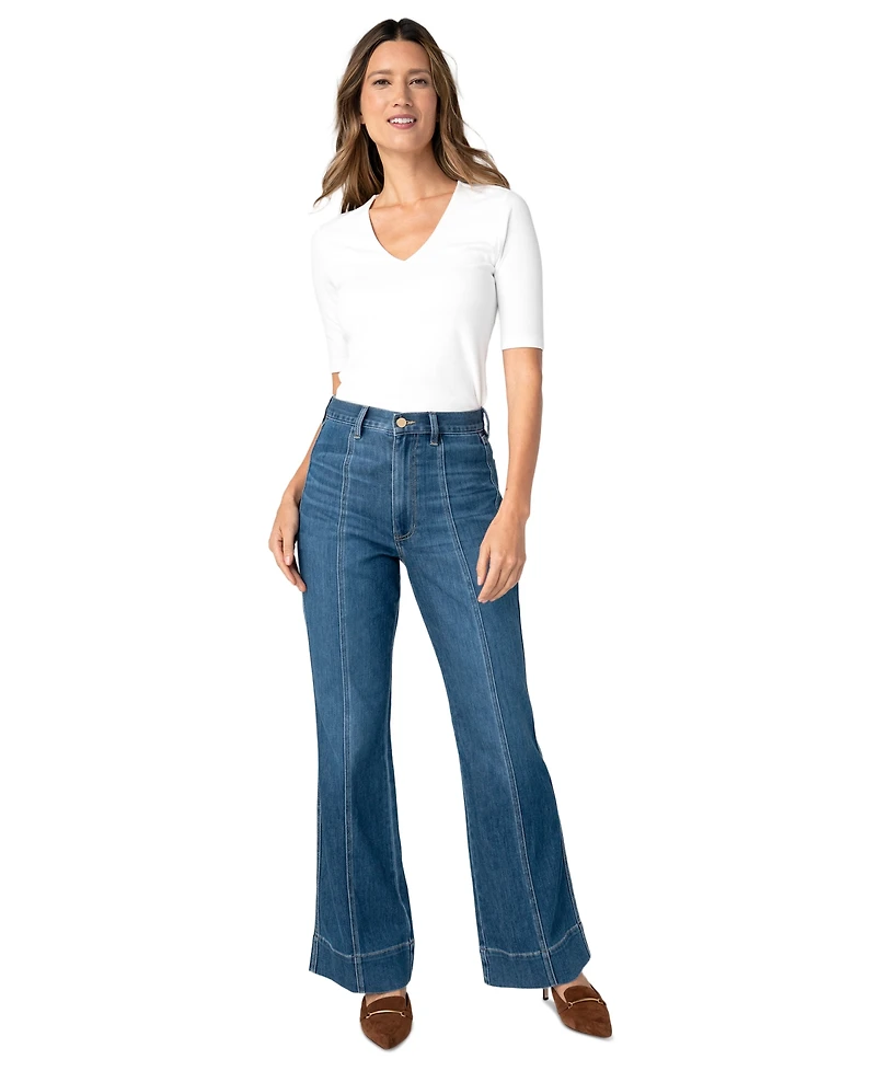 Liverpool Los Angeles Petite Relaxed High-Rise Seamed Bootcut Jeans