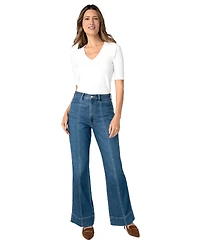 Liverpool Los Angeles Petite Relaxed High-Rise Seamed Bootcut Jeans