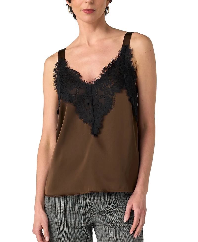 Liverpool Los Angeles Petite Lace V-Neck Camisole