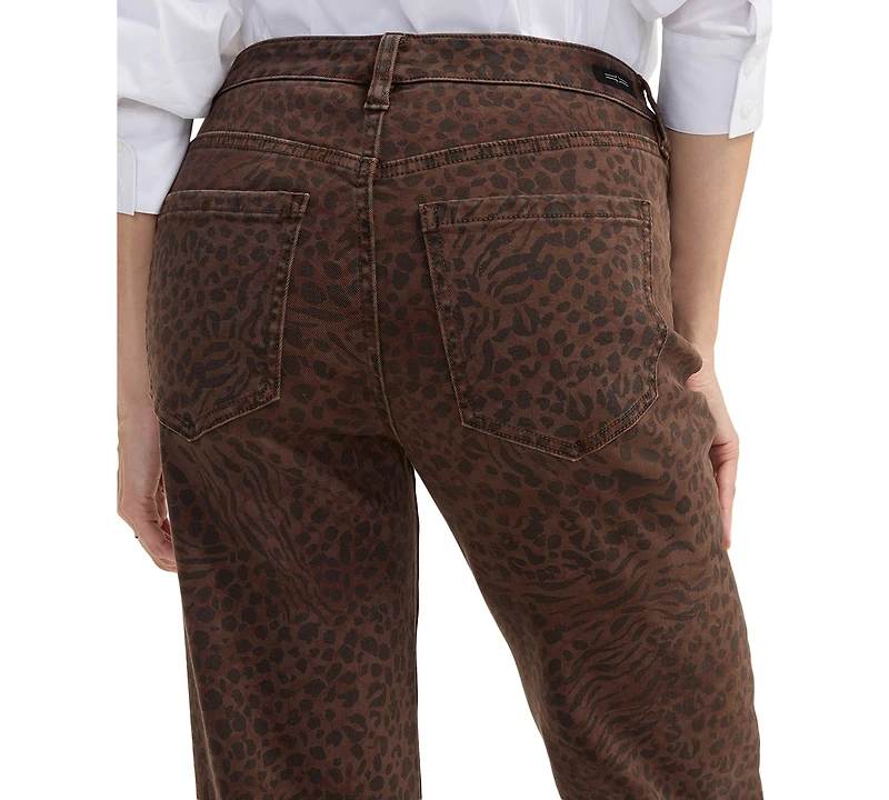 Liverpool Los Angeles Petite Kennedy Straight Leopard Print Straight-Leg Jeans