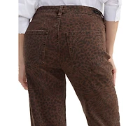 Liverpool Los Angeles Petite Kennedy Straight Leopard Print Straight-Leg Jeans