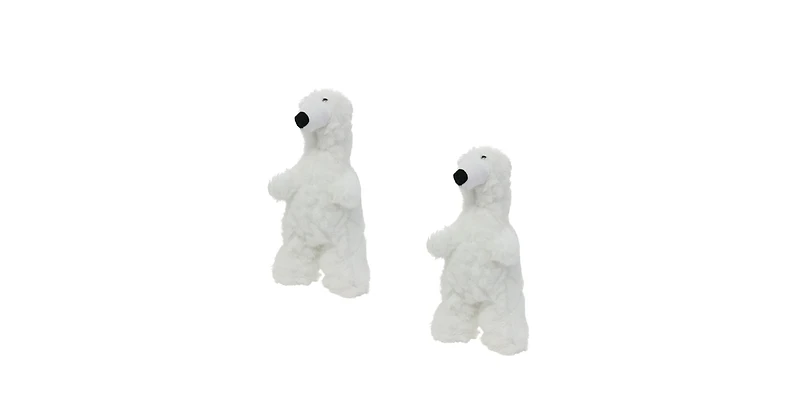 Mighty Jr Arctic Polar Bear 2 Pack, Durable Plush Squeaky Dog Toy