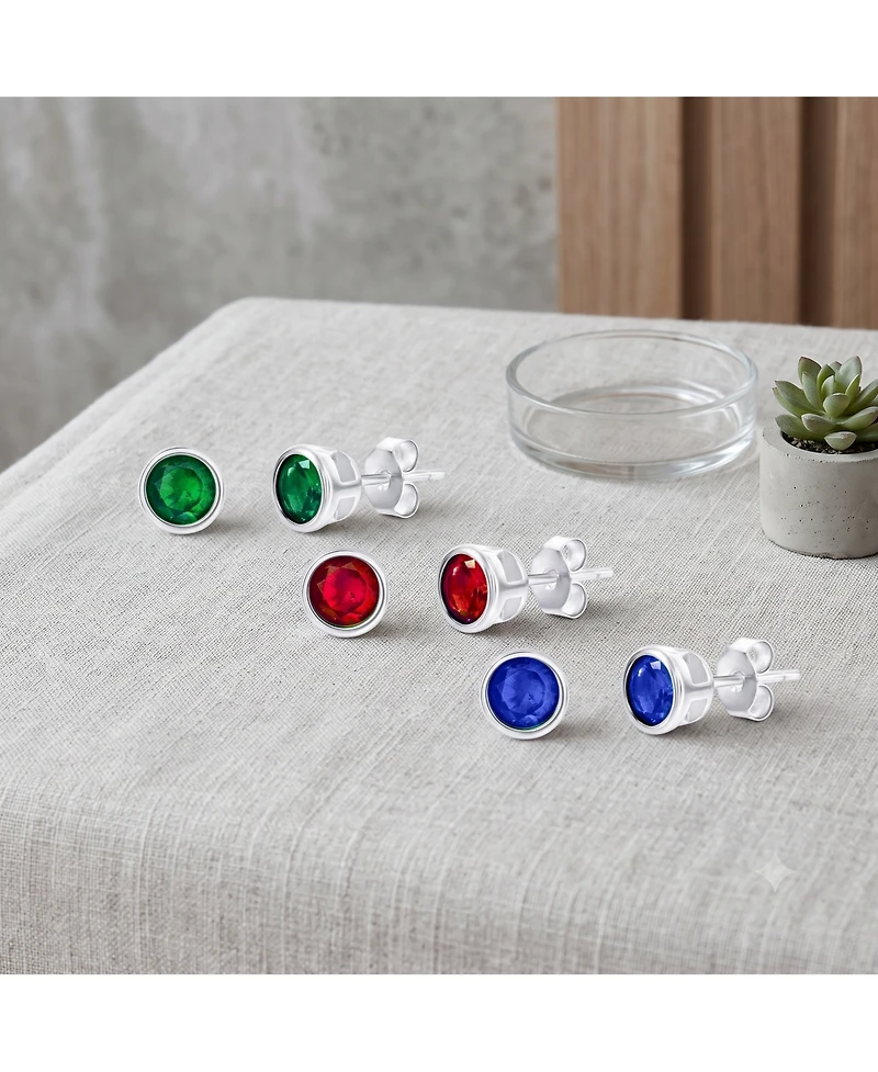 Simona Sterling Silver, 6mm Bezel-Set Cz Stud Earrings