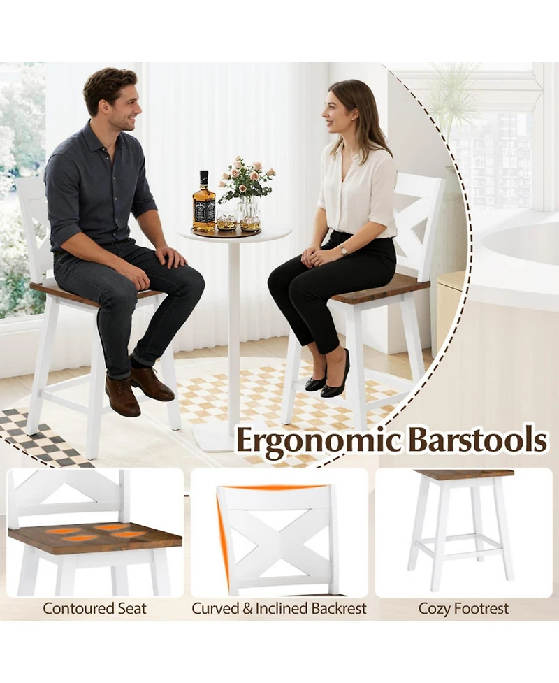Sugift 24-Inch Rubberwood Swivel Bar Stools Set of 4 with Large Curved Seat