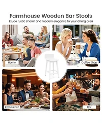 Sugift 24.5-Inch Swivel Wooden Bar Stools Set of 4 with Low Back