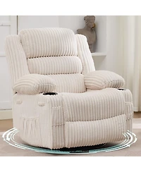 homfan Swivel Rocker Recliner Chair Manual for Adults Soft Corduroy Extra Wide Seat 350 Lb Capacity Cup Holder And Pockets Nursery