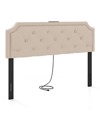 Sugift Tufted Upholstered Headboard for Full and Queen Bed with Usb Charging Ports