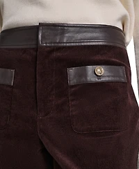 Karl Lagerfeld Paris Petite High-Waist Straight Corduroy Pants