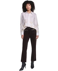 Karl Lagerfeld Paris Petite Floral Long-Sleeve Button-Down Blouse
