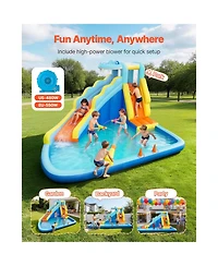 Hikeen 11.6 x 13.1 ft Crocodile Inflatable Water Slide with Climbing Wall and Splash Pool