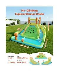 Hikeen Inflatable Bounce House, 13.3 x 11.4 x 8.4 ft Water Slide, Bouncer Castle with Climbing Wall, Double Tall Slides, Splash Pool