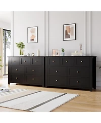 54" Wide 7-Drawer Lacquered Storage Chest, Modern Dresser Organizer with Multiple Drawers, Cabinet for Bedroom and Entryway