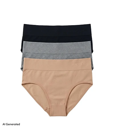 Lands' End Women's Hipster Cotton Comfort Seamless Basics 3 Pack Panties