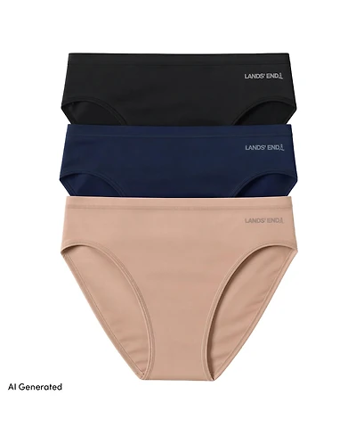 Lands' End Women's Bikini True Solutions Light Weight Microfiber Basics 3 Pack Panties