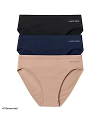 Lands' End Women's Bikini True Solutions Light Weight Microfiber Basics 3 Pack Panties