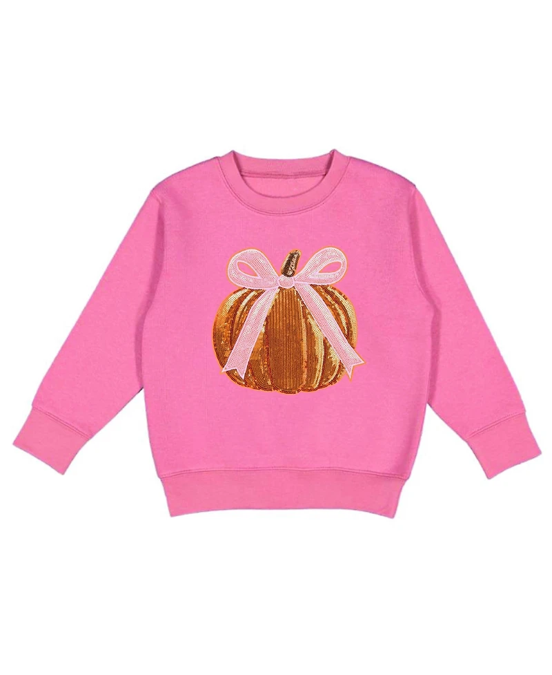 Sweet Wink Little Girls Coquette Pumpkin Sequin Patch Sweatshirt