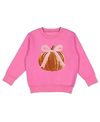 Sweet Wink Little Girls Coquette Pumpkin Sequin Patch Sweatshirt