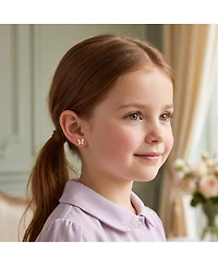 GiGiGirl 14k Gold Plated with Pink Cubic Zirconia Butterfly Stud Earrings