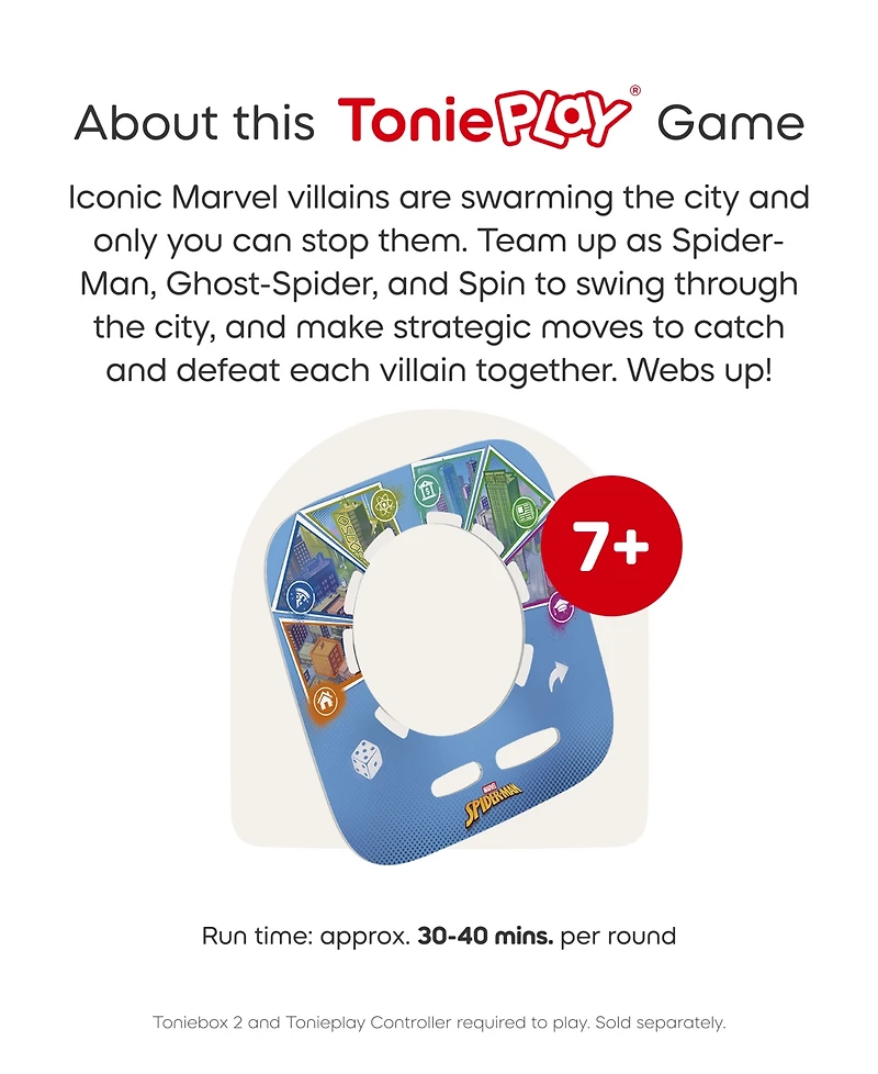 Tonies Tonieplay Marvel Spider-Man Neighborhood Hero Board Game, Ages 7+