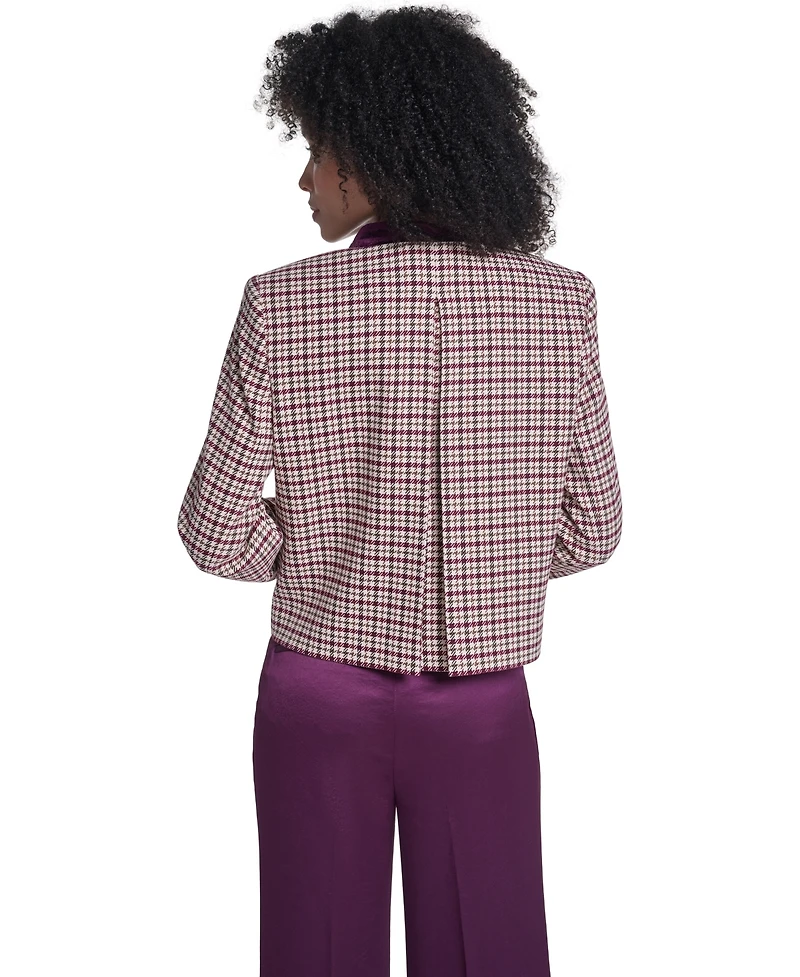 Karl Lagerfeld Paris Petite Plaid Cropped Jacket