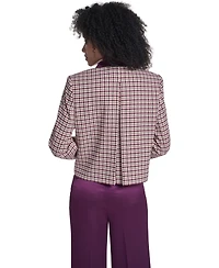 Karl Lagerfeld Paris Petite Plaid Cropped Jacket