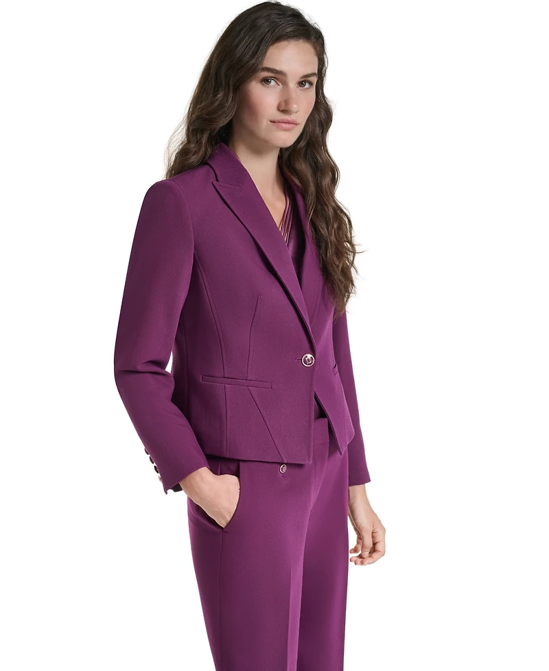 Karl Lagerfeld Paris Petite Cropped Single-Button Blazer