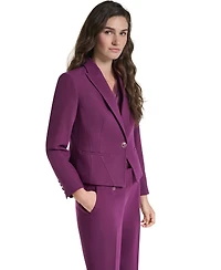 Karl Lagerfeld Paris Petite Cropped Single-Button Blazer