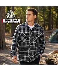 Alpine Swiss Men's Henry Quilted Flannel Shirt Heavyweight Warm Plaid Snap Front Shacket Overshirt