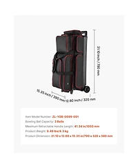 Sugift 3 Ball Double Roller Bowling Bag with Wheels Shoe Compartment for Up to Us Size 16 Handle 41.34 in