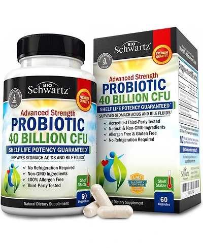 BioSchwartz Daily Probiotic Supplement with 40 Billion Cfu, Astragalus and Lactobacillus, 60 Capsules