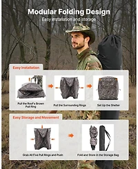 Sugift 2-3 Person Thermal Hunting Blind with Tri-Leg Chair Carrying Bag Silent Zipper Door and Window