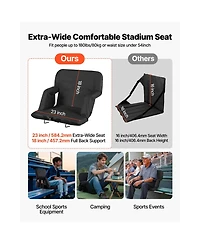 Sugift 6 Adjustable Angle Wide Stadium Seat 2.9in Cushion Padded Chair with Armrest Back Support