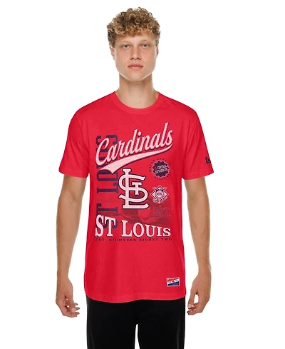 New Era Men's Red St. Louis Cardinals Oversized Throwback Distressed T-Shirt