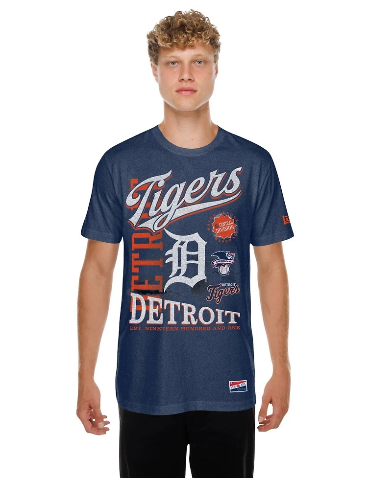 New Era Men's Navy Detroit Tigers Oversized Throwback Distressed T-Shirt