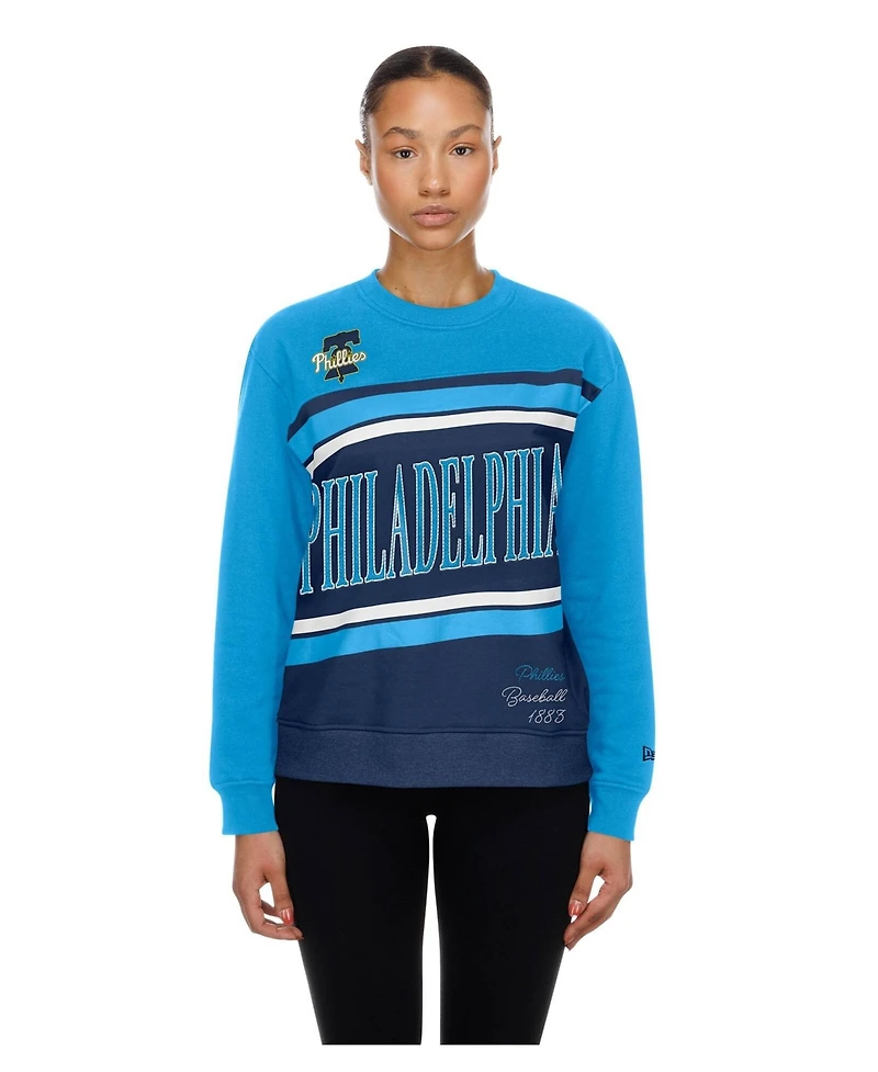 New Era Women's Philadelphia Phillies Fleece Color Block Crewneck Sweatshirt