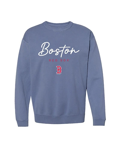 Soft As A Grape Women's Boston Red Sox Pigment Dye Crewneck Cotton-Blend Pullover Sweatshirt